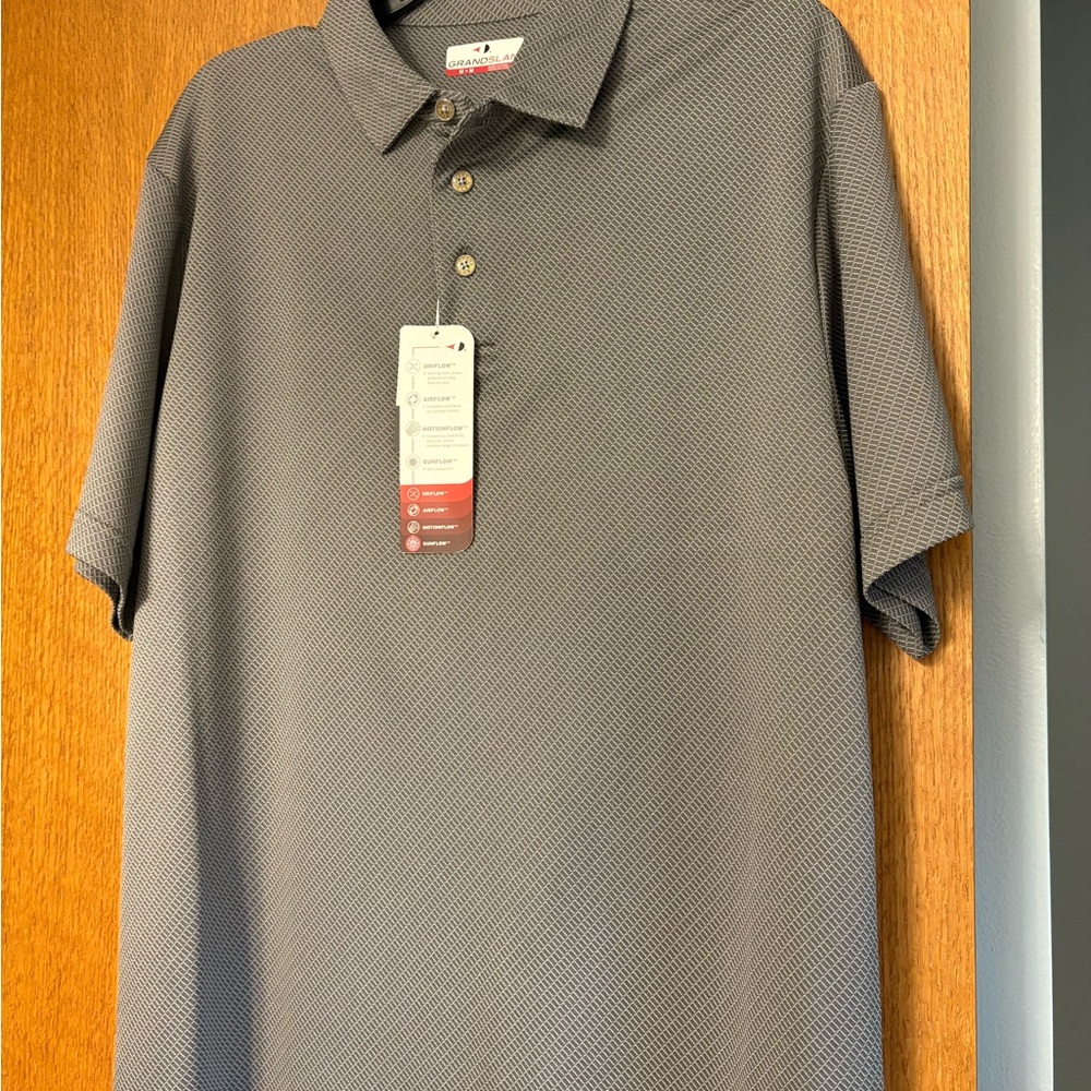Grand Slam Men's Textured Gray Polo Shirt size medium